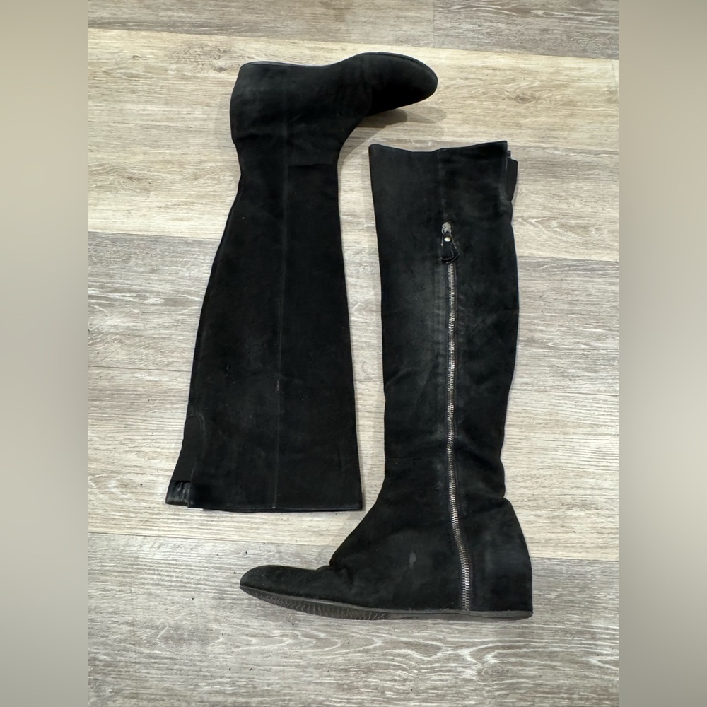 Stuart Weitzman black suede over-the-knee boots